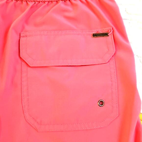 Vintage Summer Women's Pink Athletic Shorts with Black & Blue Striped Sides Sz L - Picture 5 of 7